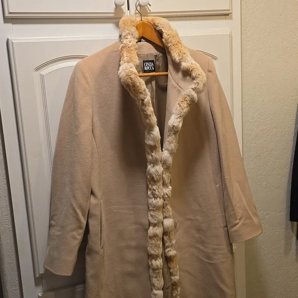 Cinzia Rocca Wool Coat with Chinchilla trim nwot - Picture 1 of 9